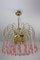 Waterfall Chandelier in Brass with 53 Clear Murano Glass Crystal Drops, 1960s, Image 6