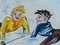 Aquarelle Caricature Amusante Skieurs Mid-Century, 1952 2
