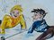 Mid-Century Skiers Amusing Caricature Watercolor, 1952, Image 2