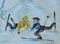 Aquarelle Caricature Amusante Skieurs Mid-Century, 1952 7