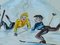 Aquarelle Caricature Amusante Skieurs Mid-Century, 1952 5
