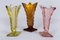 Art Deco Pink, Yellow and Orange Glass Vases, Bohemia, Set of 3 14