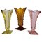 Art Deco Pink, Yellow and Orange Glass Vases, Bohemia, Set of 3 1