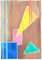 Balanced Geometry I, toni pastello primari, forme e linee su sfondo marrone chiaro, 2021, Immagine 1
