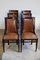 English Gondola Chairs or Dining Chairs with Leather Seat, 1900s, Set of 6 1