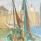 Peinture à l'Huile avec Scène Portuaire, France, 1940s 4
