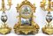 Pendulum Clock with Napoleon III Candelabra in Golden Bronze and Porcelain, 19th Century, Set of 3 2