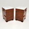 Art Deco Satin Birch Marble Top Bedside / Side Cabinets, Set of 2 8