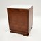 Art Deco Satin Birch Marble Top Bedside / Side Cabinets, Set of 2 11