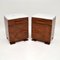 Art Deco Satin Birch Marble Top Bedside / Side Cabinets, Set of 2 1