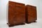 Art Deco Satin Birch Marble Top Bedside / Side Cabinets, Set of 2 3