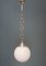 French Chromed Metal and Opaline Glass Pendant Lamp, 1940s 1