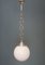 Lámpara colgante francesa de metal cromado y vidrio opalino, años 40, Imagen 1