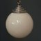 French Chromed Metal and Opaline Glass Pendant Lamp, 1940s 4