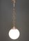 Lámpara colgante francesa de metal cromado y vidrio opalino, años 40, Imagen 2