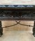 Spanish Baroque Table with Dark Walnut Solomonic Legs with Carved Structure and Iron Stretcher 16