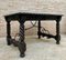 Spanish Baroque Table with Dark Walnut Solomonic Legs with Carved Structure and Iron Stretcher 1