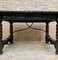 Spanish Baroque Table with Dark Walnut Solomonic Legs with Carved Structure and Iron Stretcher 5