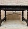 Spanish Baroque Table with Dark Walnut Solomonic Legs with Carved Structure and Iron Stretcher, Image 5