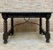 Spanish Baroque Table with Dark Walnut Solomonic Legs with Carved Structure and Iron Stretcher 2