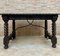 Spanish Baroque Table with Dark Walnut Solomonic Legs with Carved Structure and Iron Stretcher, Image 2
