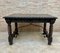 Spanish Baroque Table with Dark Walnut Solomonic Legs with Carved Structure and Iron Stretcher 4