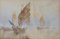 Dipinto ad acquerello di barche orientali, inizio XX secolo, Immagine 1