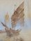 Pintura de acuarela de barcos orientales, de principios del siglo XX, Imagen 2