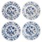 Antique Meissen Blue Onion Plates in Hand-Painted Porcelain, Set of 4 1