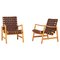 Lounge Chairs in Brown Webbing by Jens Risom for Knoll, 1950s, Set of 2 1