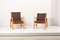 Lounge Chairs in Brown Webbing by Jens Risom for Knoll, 1950s, Set of 2 3