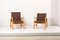 Lounge Chairs in Brown Webbing by Jens Risom for Knoll, 1950s, Set of 2, Image 3