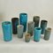 Blue Ceramic Cylinder Vases by Groeneveldt, Set of 10 3