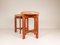 Mid-Century Teak and Leather Stools by Uno & Östen Kristiansson for Luxus, Sweden, Set of 2 5