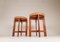Mid-Century Teak and Leather Stools by Uno & Östen Kristiansson for Luxus, Sweden, Set of 2 3