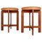 Mid-Century Teak and Leather Stools by Uno & Östen Kristiansson for Luxus, Sweden, Set of 2 1