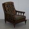 Restored Dutch Tufted Brown Leather Chesterfield Library Armchairs, Set of 2 14