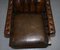 Restored Dutch Tufted Brown Leather Chesterfield Library Armchairs, Set of 2 17