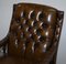 Restored Dutch Tufted Brown Leather Chesterfield Library Armchairs, Set of 2, Image 4