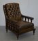 Restored Dutch Tufted Brown Leather Chesterfield Library Armchairs, Set of 2 2