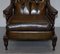 Restored Dutch Tufted Brown Leather Chesterfield Library Armchairs, Set of 2, Image 9