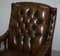 Restored Dutch Tufted Brown Leather Chesterfield Library Armchairs, Set of 2 16
