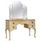 Vintage Art Deco Light Burr Walnut Dressing Table with Tri Fold Mirrors 1