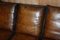 Antique Hand Dyed Brown Leather 4-Seater Drop Arm Sofa from Knoll 13