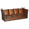 Antique Hand Dyed Brown Leather 4-Seater Drop Arm Sofa from Knoll 1
