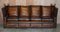 Antique Hand Dyed Brown Leather 4-Seater Drop Arm Sofa from Knoll 2