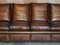 Antique Hand Dyed Brown Leather 4-Seater Drop Arm Sofa from Knoll 4