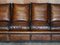 Sofá de cuatro plazas antiguo de cuero marrón teñido a mano de Knoll, Imagen 4
