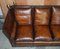 Antique Hand Dyed Brown Leather 4-Seater Drop Arm Sofa from Knoll, Image 11