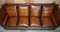 Sofá de cuatro plazas antiguo de cuero marrón teñido a mano de Knoll, Imagen 10
